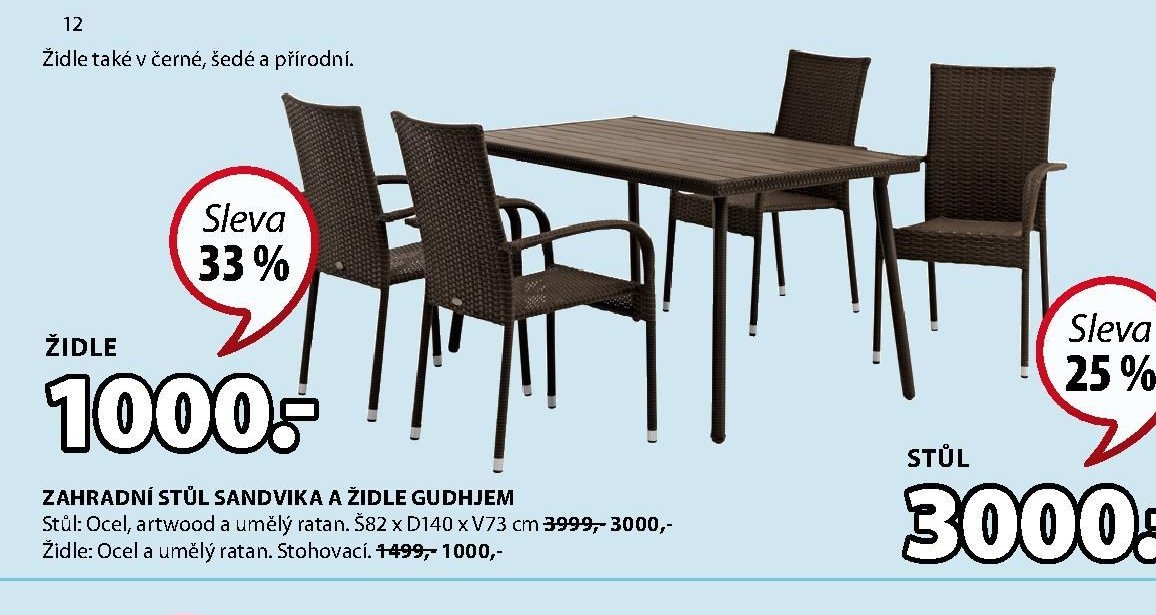 Zahradní stůl SANDVIKA a židle GUDHJEM