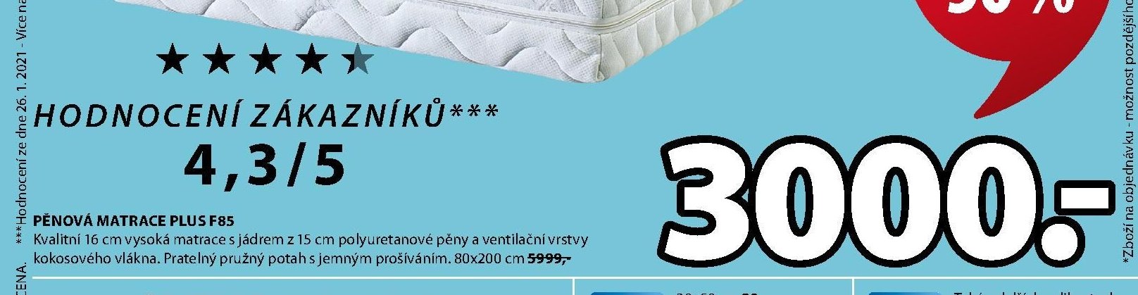 PĚNOVÁ MATRACE PLUS F85