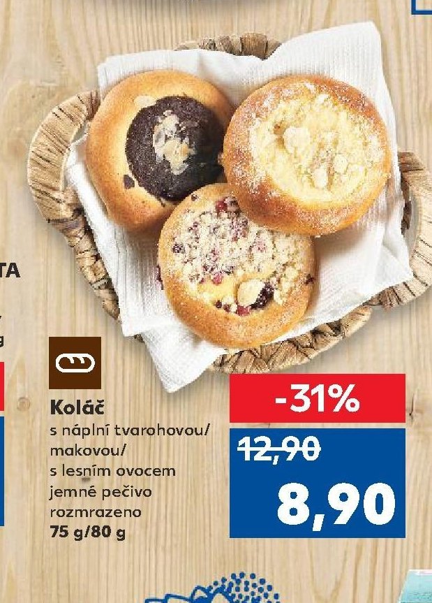 Koláč s náplní tvarohovou/makovou/s lesním ovocem