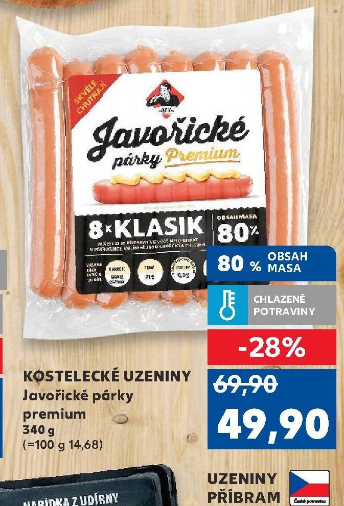 KOSTELECKÉ UZENINY Javořické párky premium