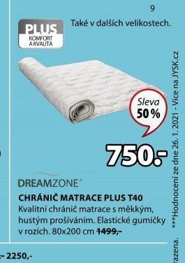 DREAMZONE CHRÁNIČ MATRACE PLUS T40