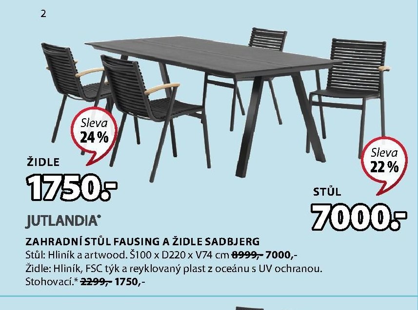 Zahradní stůl FAUSING a židle SADBJERG