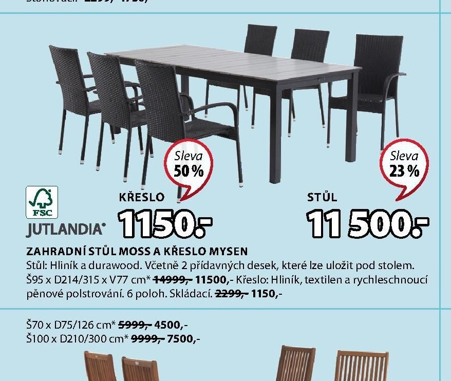 Zahradní stůl MOSS a křeslo MYSEN