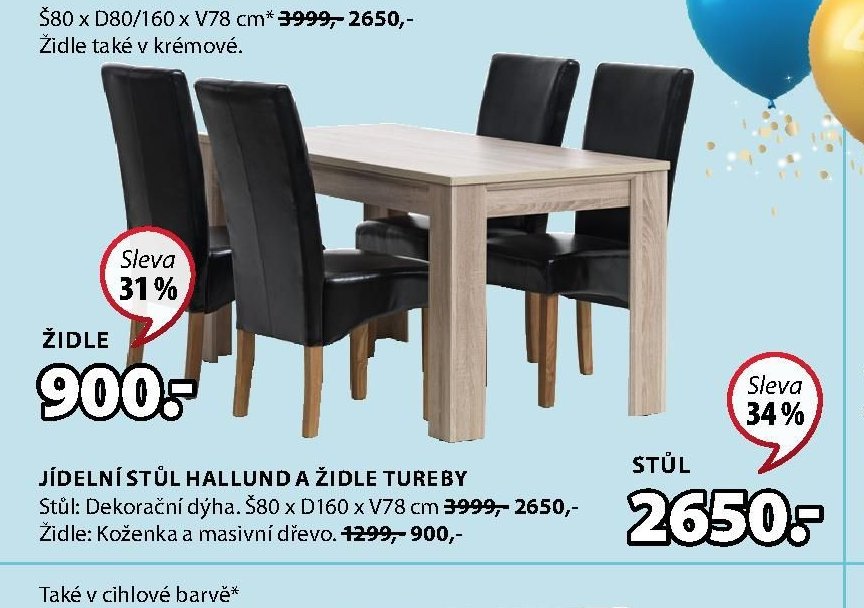 JÍDELNÍ STŮL HALLUND A ŽIDLE TUREBY