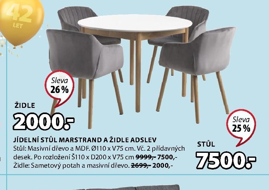 JÍDELNÍ STŮL MARSTRAND A ŽIDLE ADSLEV