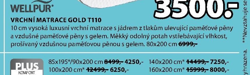 VRCHNÍ MATRACE GOLD T110