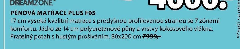 PĚNOVÁ MATRACE PLUS F95