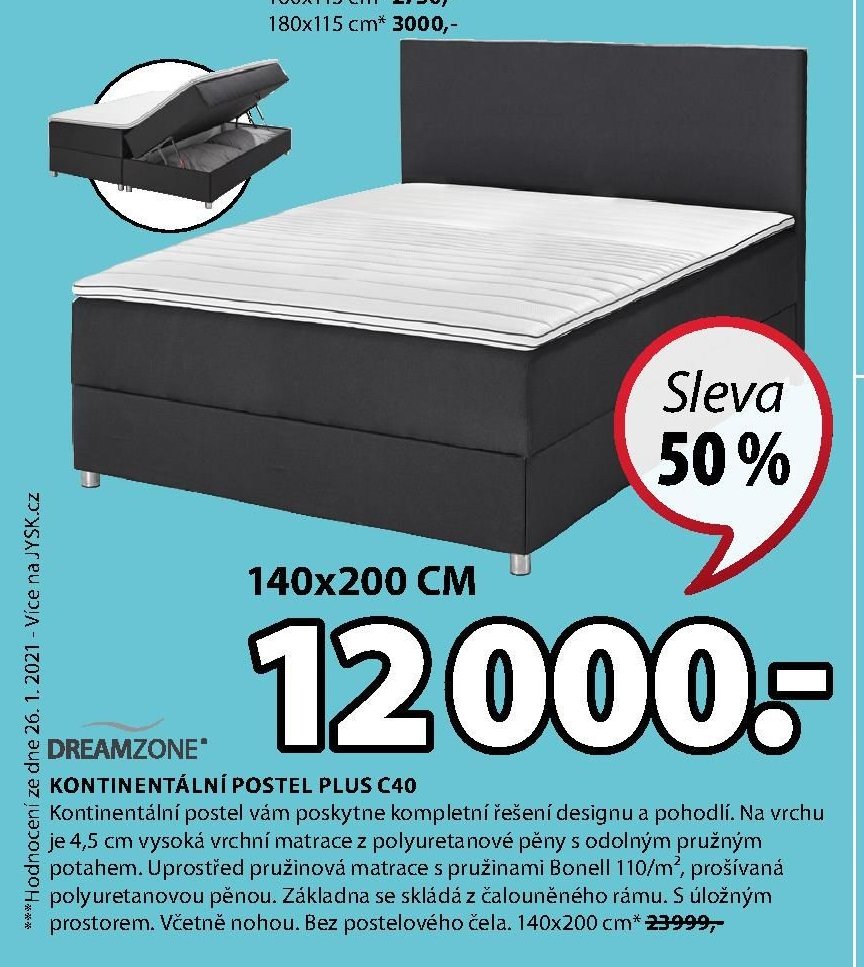 Kontinentální postel PLUS C40