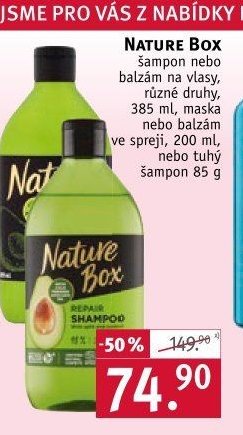 NATURE BOX šampon nebo balzám na vlasy, různé druhy, 385 ml, maska ve spreji, 200 ml, nebo tuhý šampon 85 g