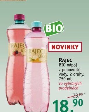 RAJEC BIO nápoj z pramenité vody, 750 ml