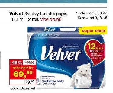 Velvet 3vrstvý toaletní papír