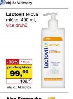 Lactovit tělové mléko, 400 ml, více druhů
