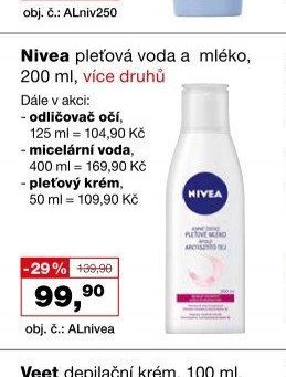 Nivea pleťová voda a mléko, 200 ml, více druhů