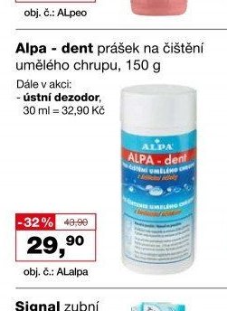 Alpa - dent prášek na čištění umělého chrupu, 150 g