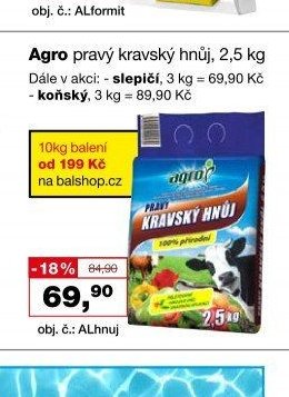 Agro pravý kravský hnůj
