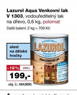Lazurol Aqua Venkovní lak V 1303, vodouředitelný lak na dřevo, 0,6 kg, polomat