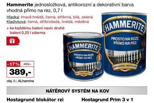 Hammerite jednosložková, antikorozní a dekorativní barva vhodná přímo na rez, 0,7 l