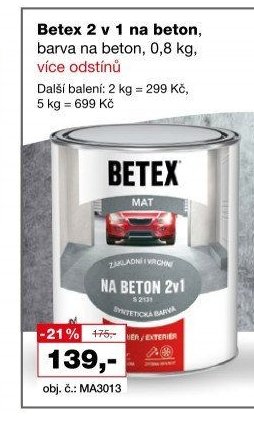 Betex 2 v 1 na beton, barva na beton, 0,8 kg, více odstínů
