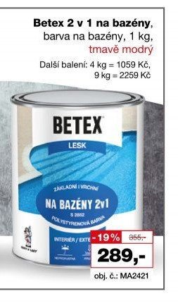Betex 2 v 1 na bazény, barva na bazény, 1 kg, tmavě modrý