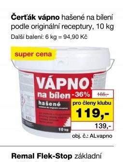 Čerťák vápno hašené na bílení, 10 kg