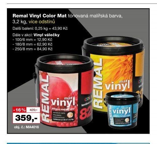 Remal Vinyl Color mát tónovaná malířská barva, 3,2 kg