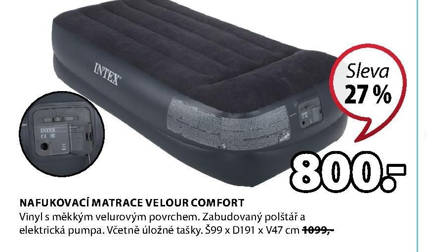 NAFUKOVACÍ MATRACE VELOUR COMFORT