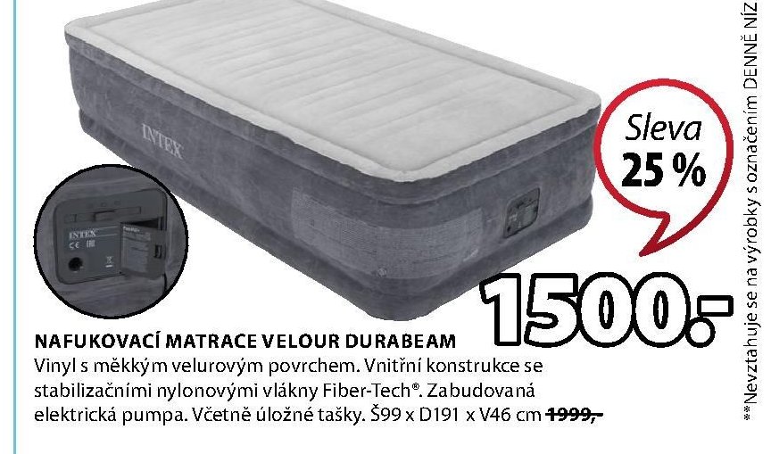 NAFUKOVACÍ MATRACE VELOUR DURABEAM