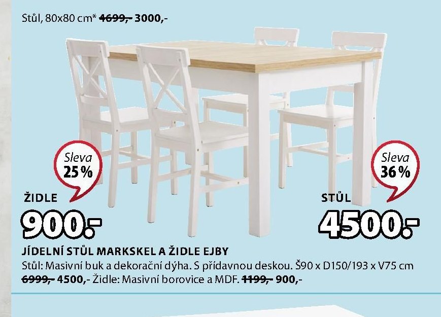 JÍDELNÍ STŮL MARSKEL A ŽIDLE EJBY
