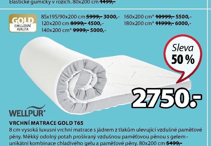 Vrchní matrace GOLD T65