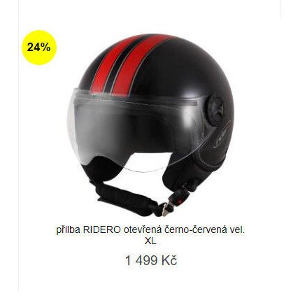 přilba RIDERO otevřená černo-červená vel. XL