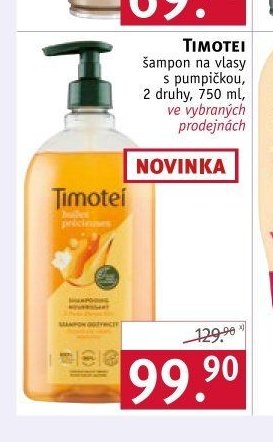 Timotei šampon na vlasy s pumpičkou, 2 druhy, 750 ml