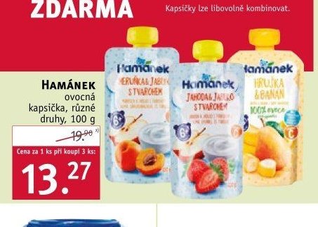 Hamánek ovocná kapsička, různé druhy, 100 g