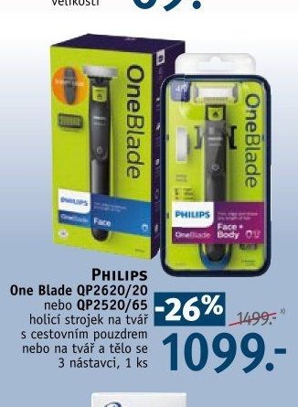 PHILIPS One Blade QP2620/20 nebo QP2520/65 holicí strojek
