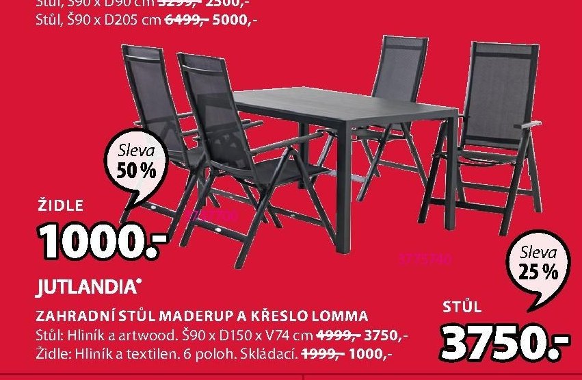 JUTLANDIA ZAHRADNÍ STŮL MADERUP A KŘESLO LOMMA