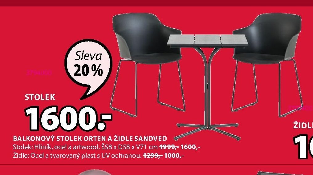 Balkonový stolek ORTEN a židle SANDVED
