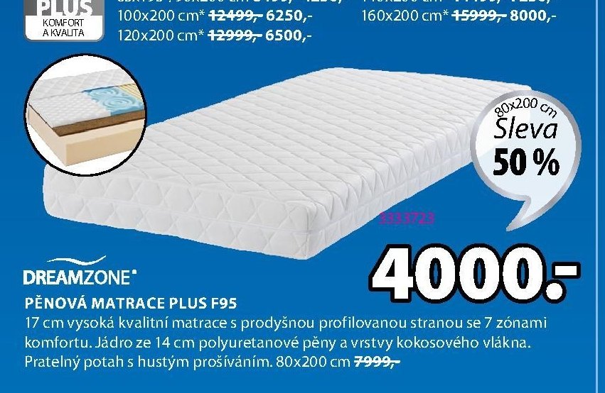 DREAMZONE PĚNOVÁ MATRACE PLUS F95