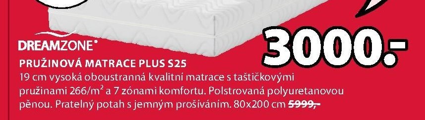 DREAMZONE PRUŽINOVÁ MATRACE PLUS S25