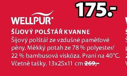 WELLPUR ŠÍJOVÝ POLŠTÁŘ KVANNE