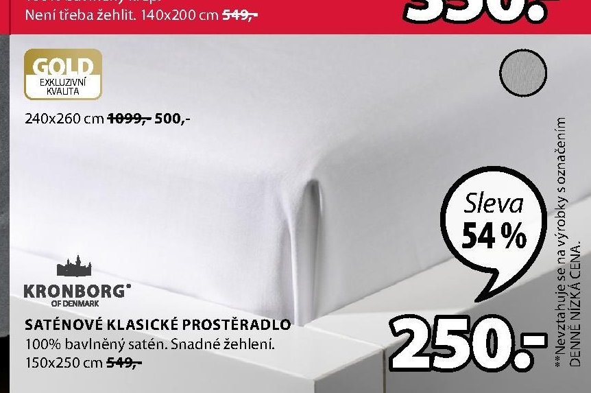 Saténové klasické prostěradlo