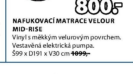 NAFUKOVACÍ MATRACE VELOUR MID-RISE