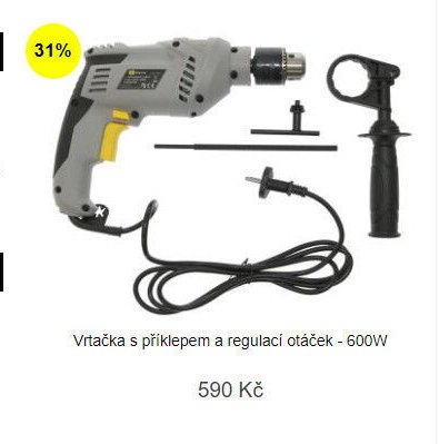 Vrtačka s příklepem a regulací otáček - 600W