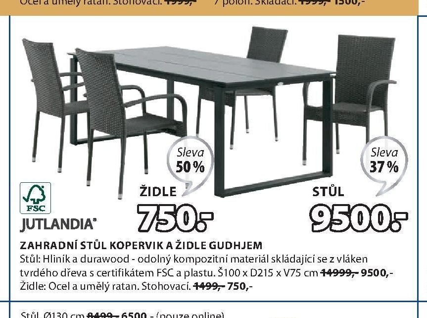 ZAHRADNÍ STŮL KOPERVIK A ŽIDLE GUDHJEM