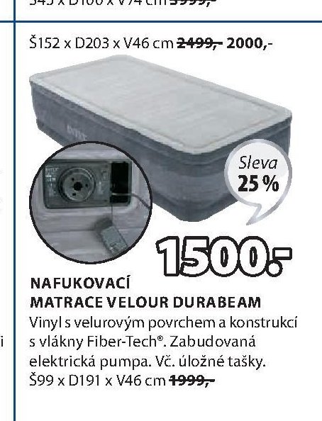 NAFUKOVACÍ MATRACE VELOUR DURABEAM