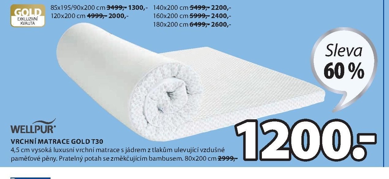 VRCHNÍ MATRACE GOLD T30 - Jysk aktualniletaky.eu