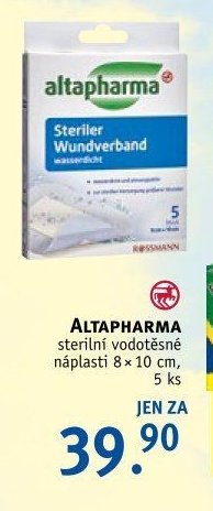 Altapharma sterilní vodotěsné náplasti
