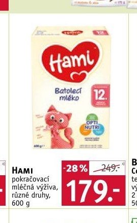 HAMI pokračovací mléčná výživa, různé druhy, 600 g