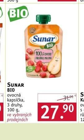 SUNAR BIO ovocná kapsička, 3 druhy, 100 g, ve vybraných prodejnách
