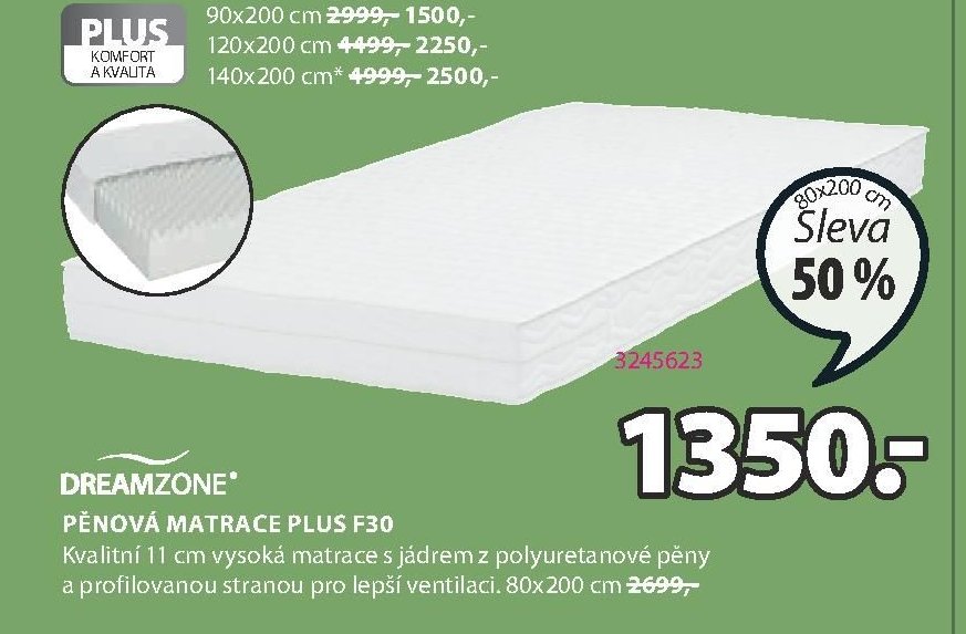 PĚNOVÁ MATRACE PLUS F30