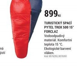 TURISTICKÝ SPACÍ PYTEL TREK 500 15° FORCLAZ