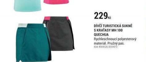 DÍVČÍ TURISTICKÁ SUKNĚ S KRAŤASY MH 100 QUECHUA